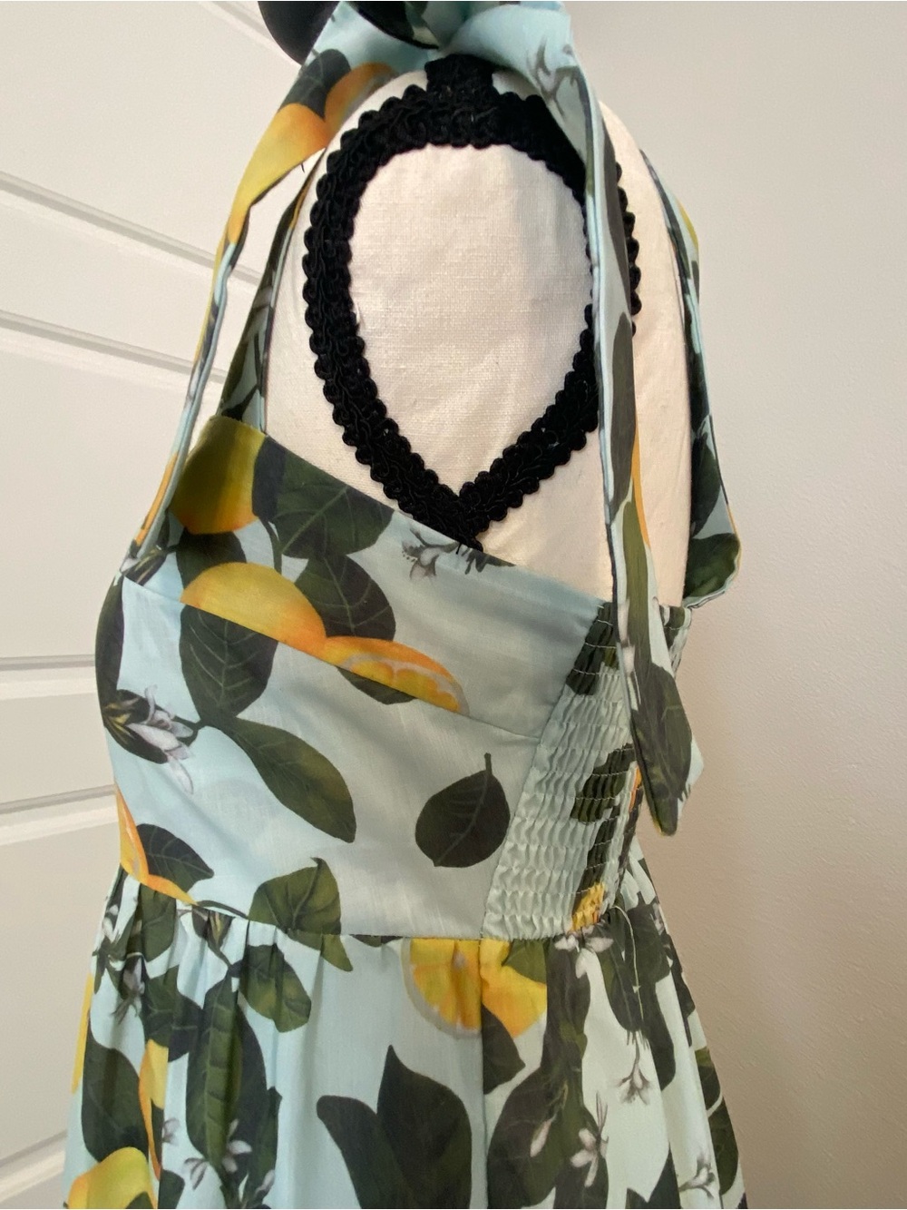 ChicWish Tie-Shoulder Lemon Print Maxi Dress in Light Blue - Picture 7 of 16